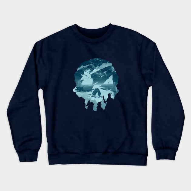 Blue Sea Of Thieves Skull Design Crewneck Sweatshirt by IndieTeeshirt